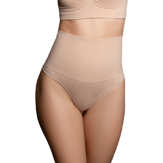 BYE-BRA - FAJA SIN COSTURAS ESTILO TANGA BEIGE TALLA S