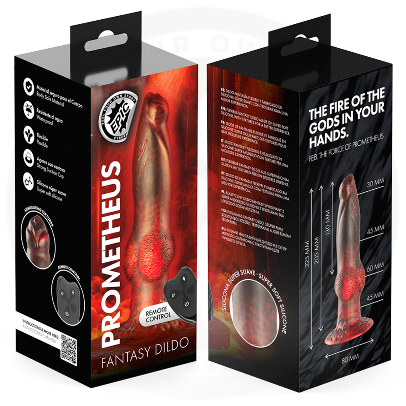 EPIC - PROMETHEUS DILDO TITAN EN LLAMAS RECARGABLE CONTROL REMOTO