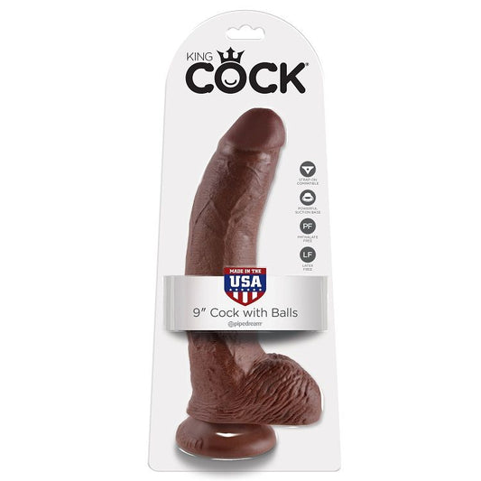 KING COCK - 9 PENE REALÍSTICO MARRÓN 22.9 CM – vista 2