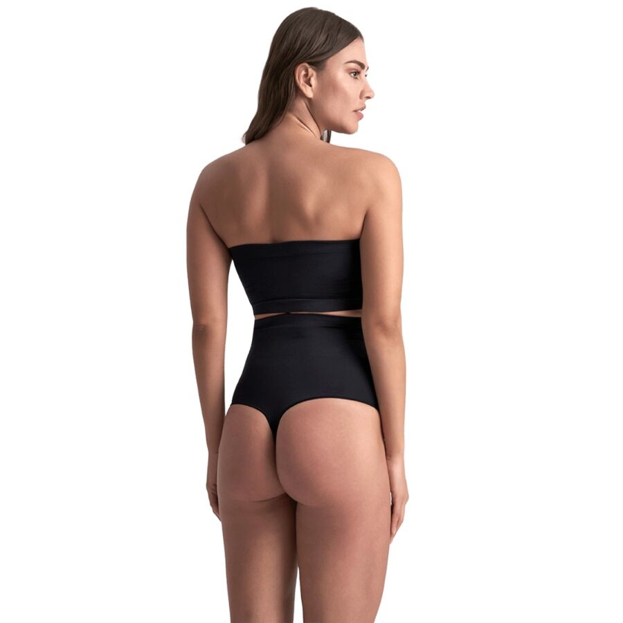 BYE-BRA - TANGA DE TALLE ALTO SIN COSTURAS NEGRO TALLA XXL
