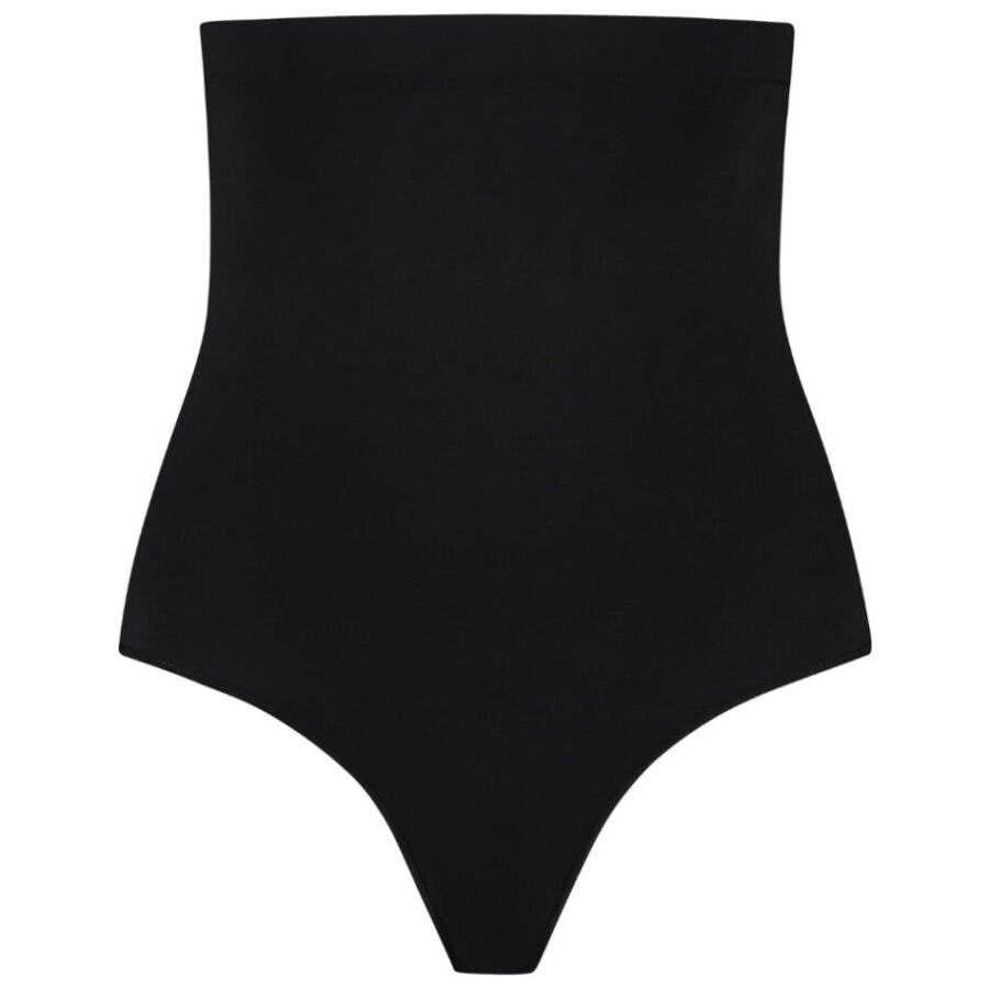 BYE-BRA - TANGA DE TALLE ALTO SIN COSTURAS NEGRO TALLA XXL