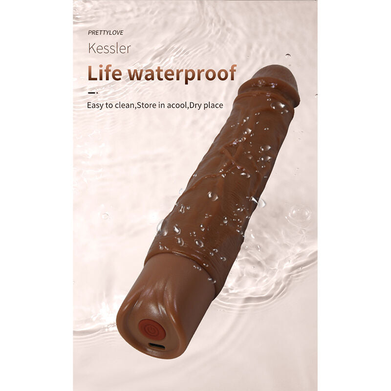 PRETTY LOVE - KESSLER DILDO VIBRADOR REALISTA 10 MODOS DE VIBRACIÓN Y 10 DE EMPUJE 22 CM MARRÓN