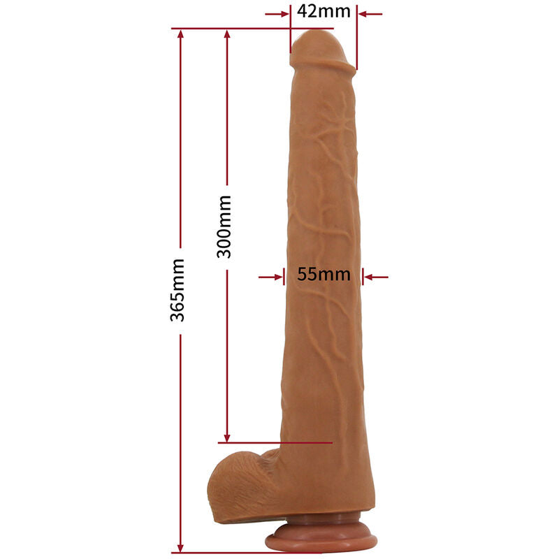 PRETTY LOVE - VIGGO DILDO REALISTA TACTO SUAVE CON PIEL DESLIZANTE 36,5 CM MARRÓN