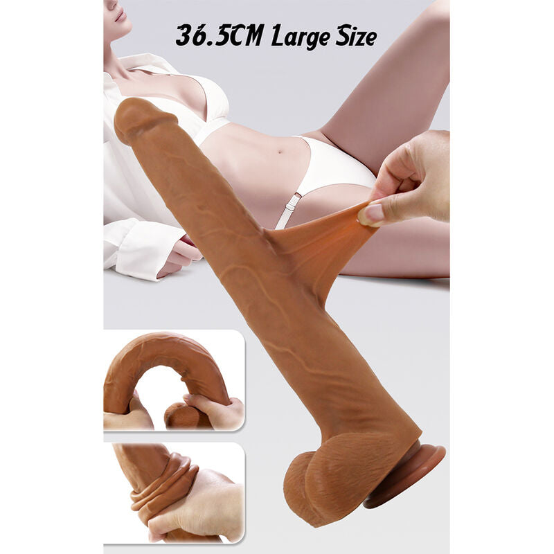 PRETTY LOVE - VIGGO DILDO REALISTA TACTO SUAVE CON PIEL DESLIZANTE 36,5 CM MARRÓN