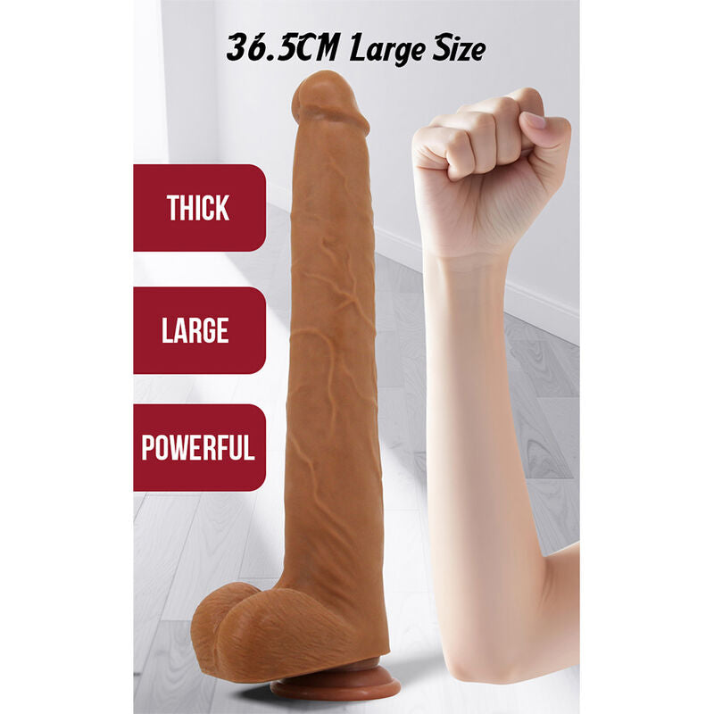 PRETTY LOVE - VIGGO DILDO REALISTA TACTO SUAVE CON PIEL DESLIZANTE 36,5 CM MARRÓN