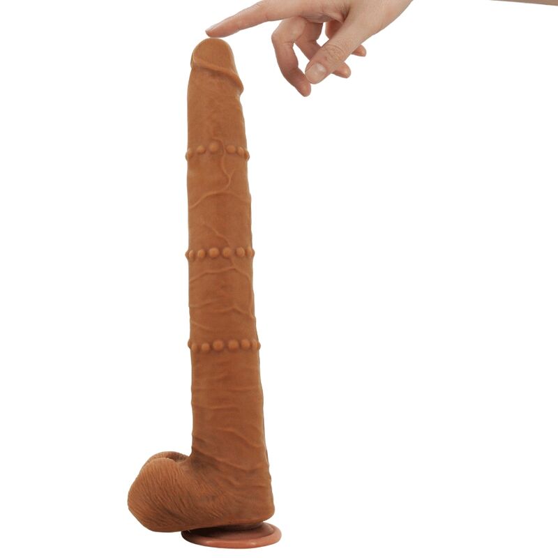 PRETTY LOVE - BRAM DILDO REALISTA TACTO SUAVE CON PIEL DESLIZANTE 40 CM MARRÓN