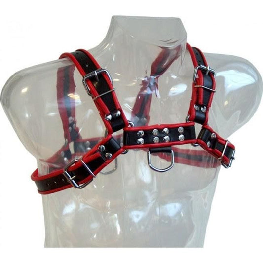 LEATHER BODY - CHAIN HARNESS III BLACK / RED – vista 2