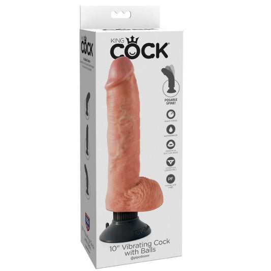 KING COCK - DILDO VIBRADOR CON TESTÍCULOS 25.5 CM COLOR NATURAL – vista 2