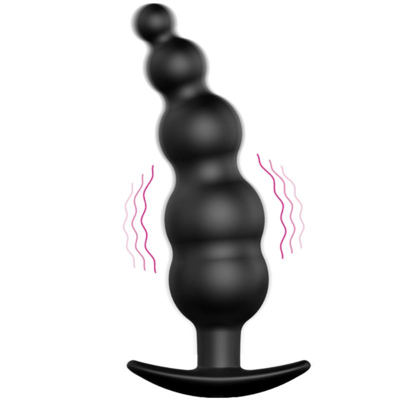 PRETTY LOVE - PLUG ANAL SILICONA ESTIMULACIÓN EXTRA Y 12 MODOS VIBRACIÓN NEGRO CONTROL REMOTO