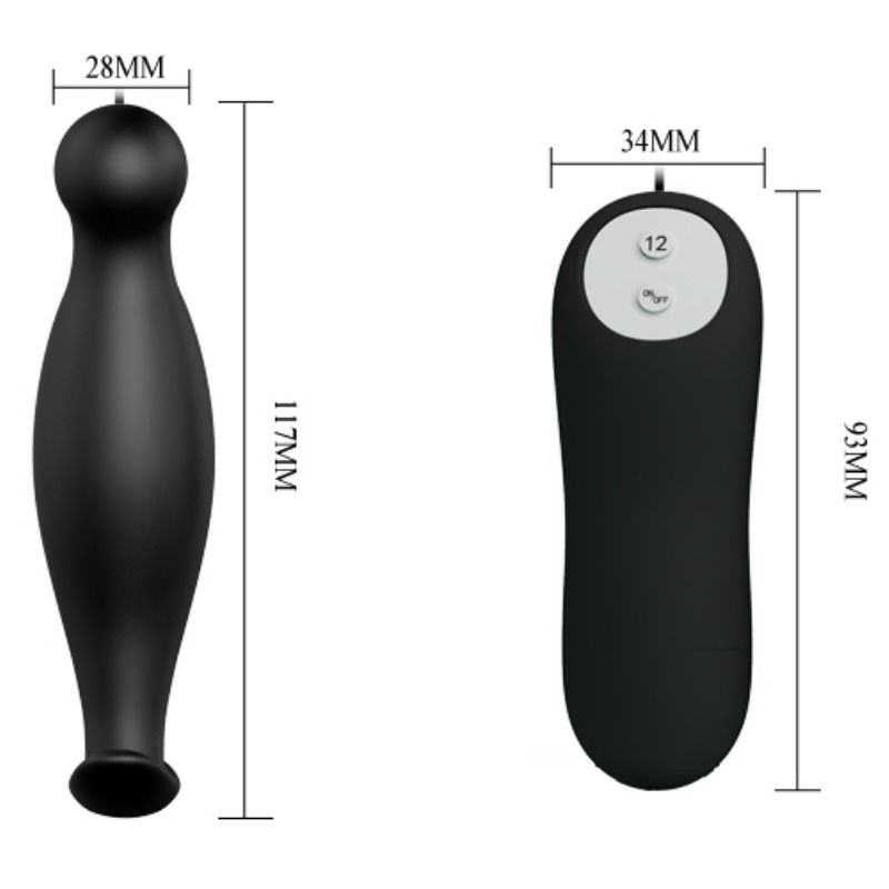 PRETTY LOVE - PLUG ANAL SILICONA 12 MODOS VIBRACIÓN NEGRO